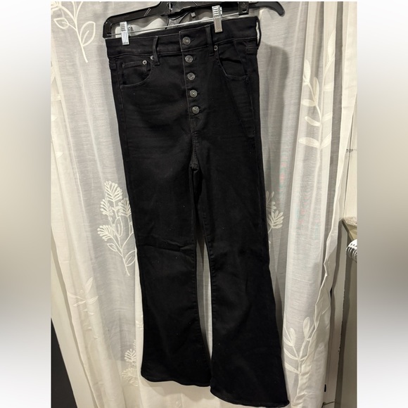 America Eagle black button fly flare jeans - Picture 1 of 6